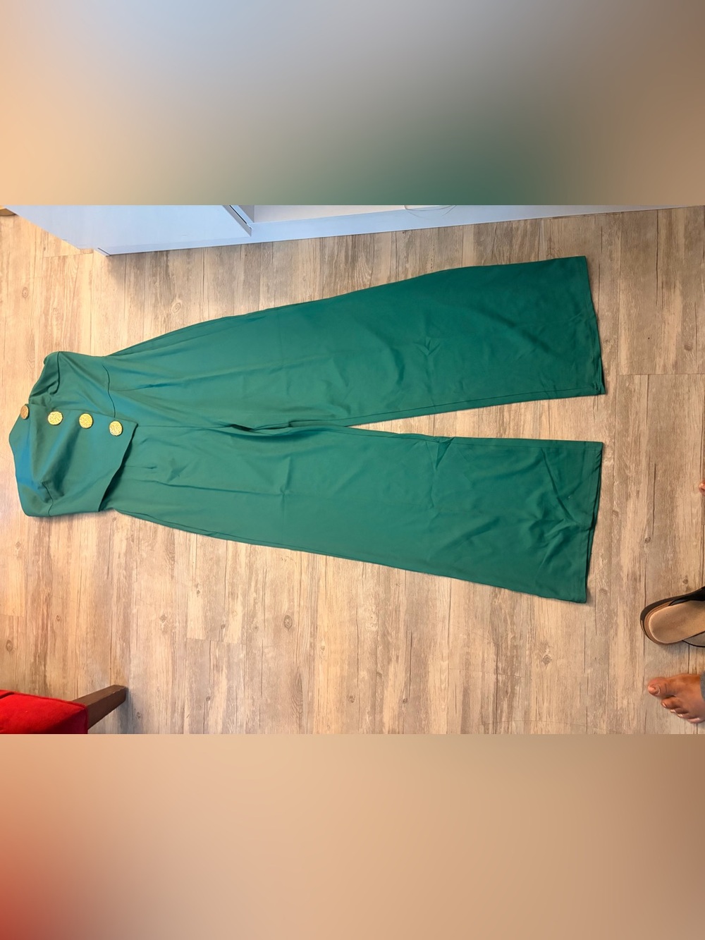 High-Waist Wide Leg Dress Pants in Emerald Green